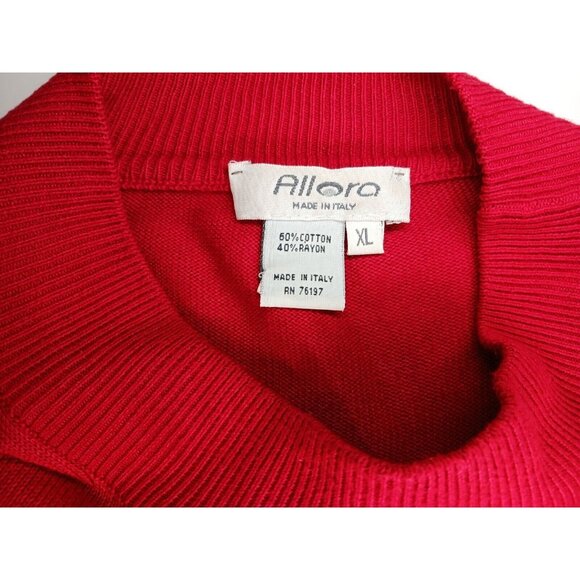 Allora Italy Red Knit Sweater Mens XL Red Vintage Cotton Rayon Blend Pullover - Picture 5 of 6